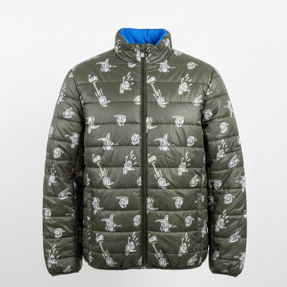 $20 SALE Disney Donald Duck Reversible Puffer Zip Up Jacket Men's Size LG